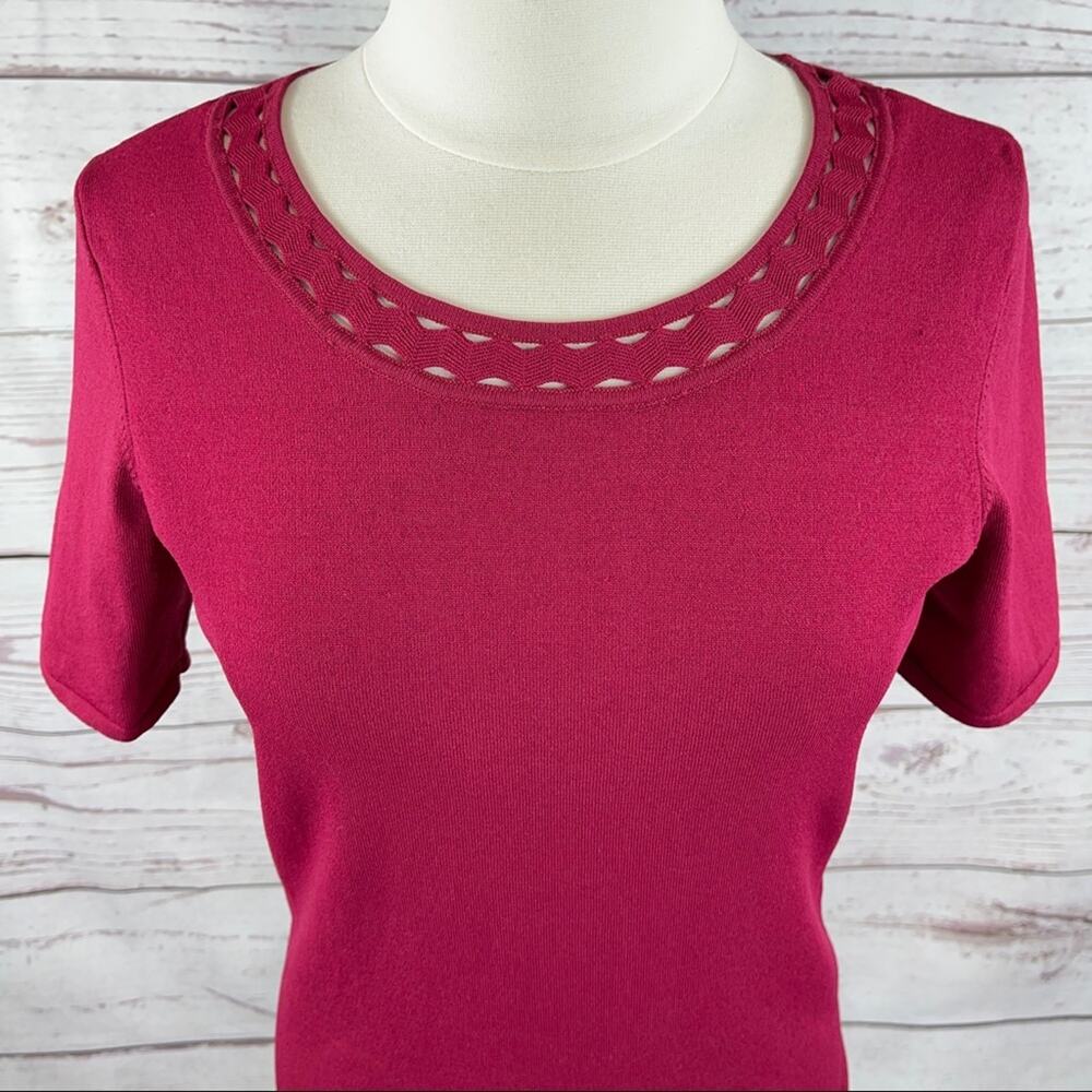 Whbm Raspberry Color Top With Unique Neckline - image 2
